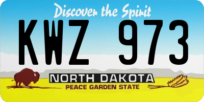ND license plate KWZ973
