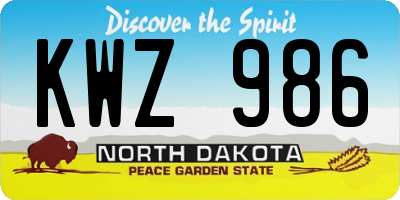 ND license plate KWZ986