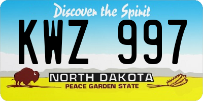 ND license plate KWZ997