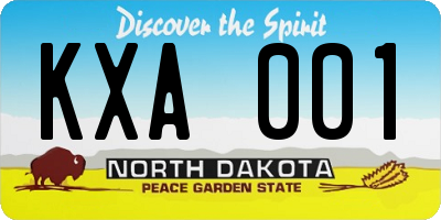 ND license plate KXA001
