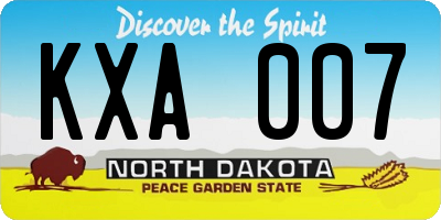 ND license plate KXA007