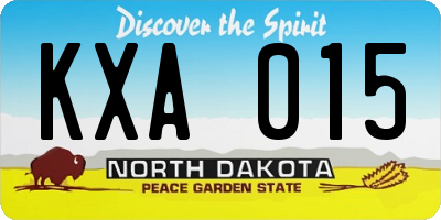 ND license plate KXA015