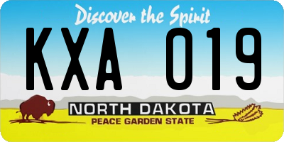 ND license plate KXA019