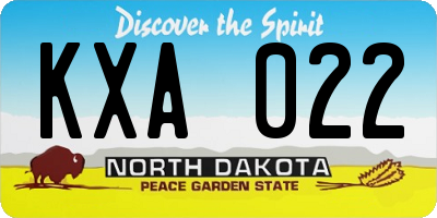 ND license plate KXA022