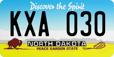 ND license plate KXA030