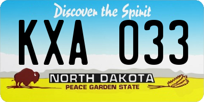 ND license plate KXA033