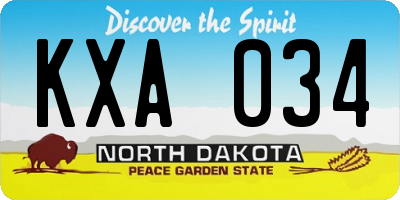 ND license plate KXA034