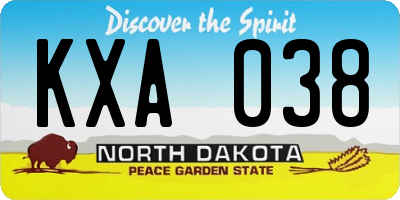ND license plate KXA038
