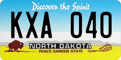 ND license plate KXA040