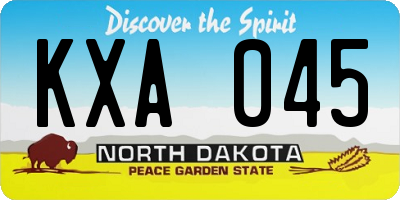 ND license plate KXA045