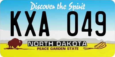 ND license plate KXA049