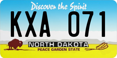 ND license plate KXA071