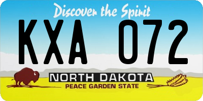 ND license plate KXA072