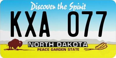 ND license plate KXA077