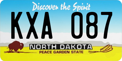 ND license plate KXA087
