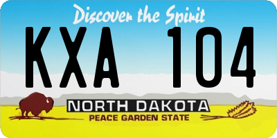ND license plate KXA104