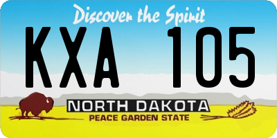 ND license plate KXA105