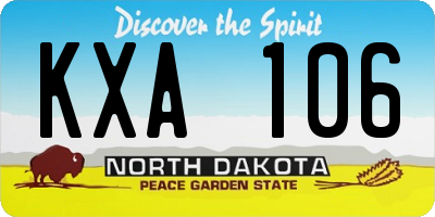 ND license plate KXA106
