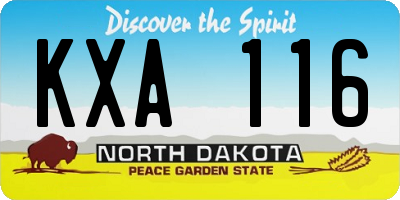 ND license plate KXA116
