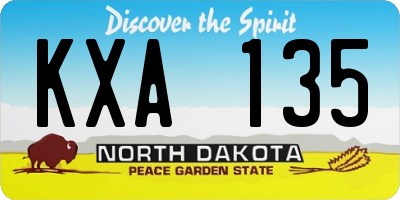 ND license plate KXA135
