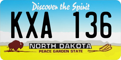 ND license plate KXA136