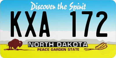 ND license plate KXA172
