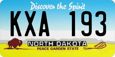 ND license plate KXA193