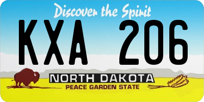 ND license plate KXA206