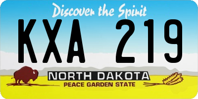 ND license plate KXA219