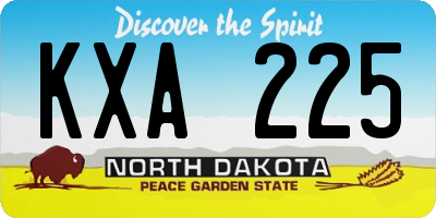 ND license plate KXA225