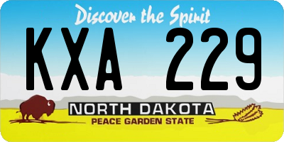 ND license plate KXA229