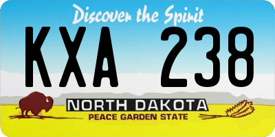 ND license plate KXA238