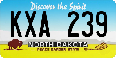 ND license plate KXA239
