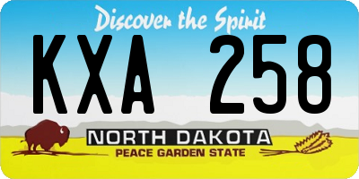 ND license plate KXA258