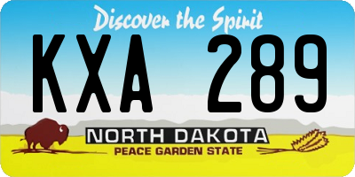 ND license plate KXA289