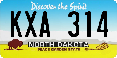 ND license plate KXA314