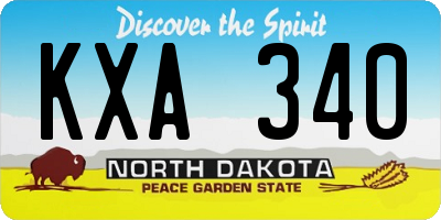 ND license plate KXA340