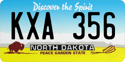ND license plate KXA356