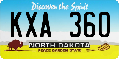 ND license plate KXA360