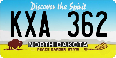 ND license plate KXA362