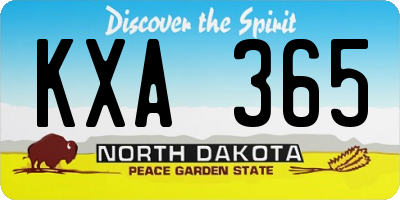 ND license plate KXA365