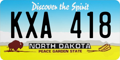 ND license plate KXA418