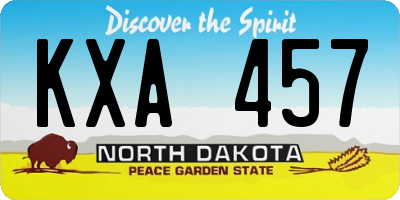 ND license plate KXA457