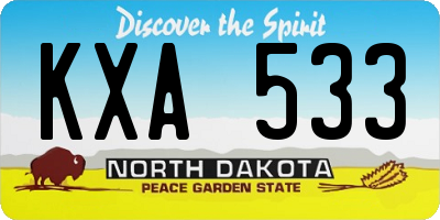 ND license plate KXA533