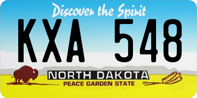 ND license plate KXA548