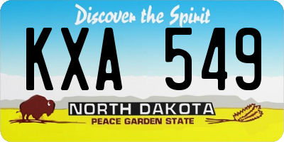 ND license plate KXA549