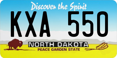 ND license plate KXA550