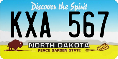 ND license plate KXA567