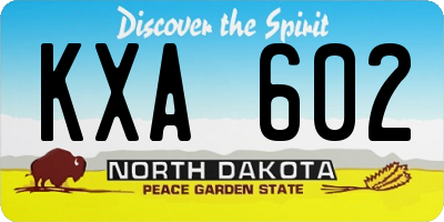 ND license plate KXA602