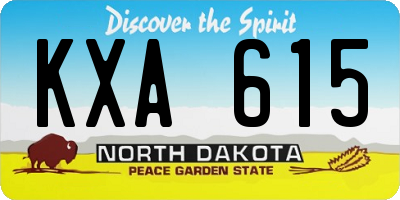 ND license plate KXA615